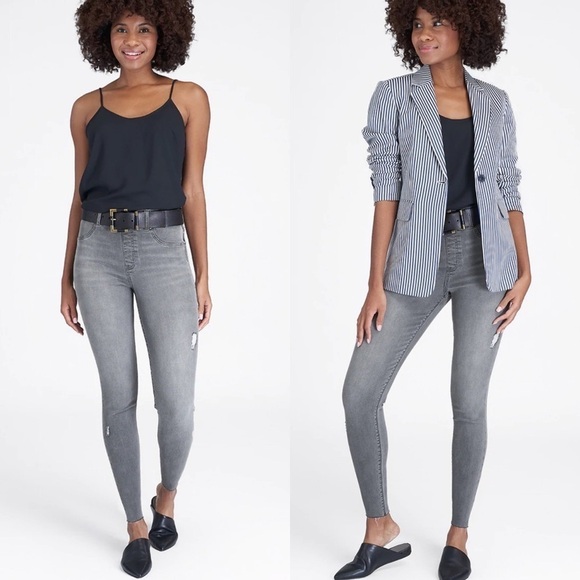 Spanx Distressed Skinny Jeans Raw Hem Vintage Grey XS - Picture 1 of 11